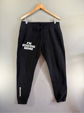 Talentless Men's Sz M Black Cotton Im Staying Home Sweatpants Jogger Heavyweight